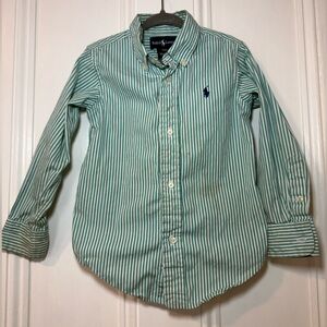 Boys size 3/3T Ralph Lauren green striped button down